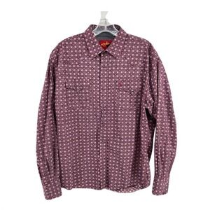 RODEO Clothing Co. Western Snap Shirt Men's XL‎ Burgundy Patterned Long Sleeve